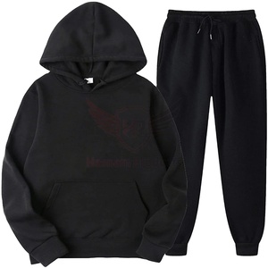 Vente en gros Logo personnalisé Ensemble de sport décontracté pour femmes respirant grande taille hiver Streetwear couleur unie sweats à capuche survêtement - Product Image 5