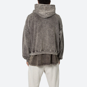 Nouveauté en promotion : Sweat à capuche ANAX SPORTS pour homme, délavé à l'acide, 100 % coton, coupe oversize, respirant, imperméable, haute qualité - Product Image 4