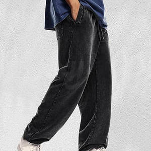 Pantalones de chándal lavado con ácido para hombre superventas diseño informal ligero con patrón recto MOQ bajo al por mayor - Product Image 2