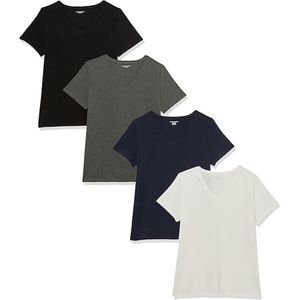 Prix d'usine direct T-shirt pour femmes Couleur unie Col en V Couleur unie T-shirt à manches courtes Vente en gros pour femmes - Product Image 1