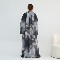Loriya 2026 Nouvelle Collection d'Abayas d'été pour Femmes Musulmanes, Robe Abaya Ouverte à Imprimé Marbré avec Hijab, Abaya de Dubaï en Gros