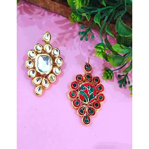 Conjunto de Collar de Acero Inoxidable Kundan, Chapado en Oro, Estilo Vintage con Circonita y Perla, para Novia o Joyería Fina para Regalo - Product Image 5