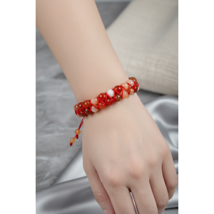 <b>Carnelian</b> Agate 8mm Double Row Macrame Natural Stone <b>Bracelet</b> - Product Image 3