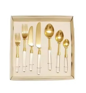 Diseño minimalista chapado en oro brillante impresionante cubiertos juegos de cubiertos atractivo centro de mesa Mesa cena cubiertos utensilios - Product Image 4