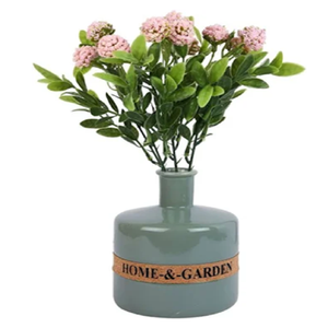 Jarrón cilíndrico de cerámica moteado azul y beige con base marrón para decoraciones de hoteles de oficina en casa disponible a precios al por mayor - Product Image 6