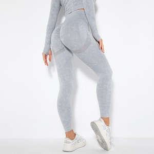 Premium Scrunch Butt Leggings para mujer 100% algodón cintura alta Yoga pantalones compresión gimnasio Fitness ropa para correr - Product Image 2