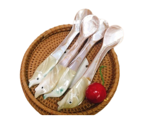 High Quality Best Selling Set Mother Pearl Seashell Heart Shape Animal Theme Eco Friendly Dinnerware Vintage <b>Dessert</b> Spoon Binh - Product Image 3