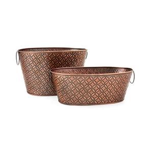 Pots à plantes en cuivre avec poignées, design admirable, ensemble de deux pots de différentes tailles et formes - Product Image 1