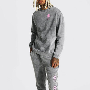 Chándal de lavado ácido de diseño único de la mejor calidad, venta en línea, tendencia industrial, traje de sudor desgastado estampado - Product Image 3