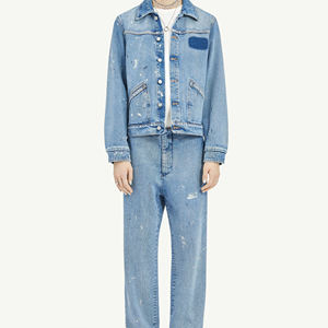 Conjunto de Jeans Vintage para Hombre Activuswear 2024, Estilo Urbano, Lavado Intenso, Parches de Mezclilla, Estilo Casual de Moda, Ropa de Abrigo de Invierno - Product Image 1