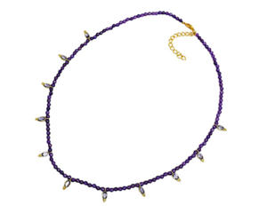 Collar de cadena de eslabones chapado en oro con piedras preciosas de amatista, el mejor regalo para el Día de San Valentín y Año Nuevo - Product Image 3