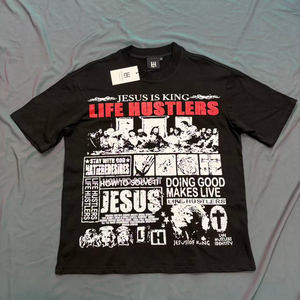 Life Hustlers <b>Extra</b> <b>Large</b> 260gsm 100% Cotton Men's Street Wear High Diamond T-shirt Men's Fashion Designer - Product Image 4