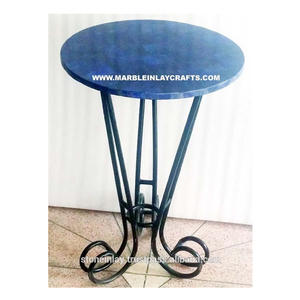Mesa redonda con Base de hierro, lapislázuli Natural - Product Image 1