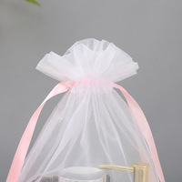 Sac cadeau rose en maille respirante avec cordon de serrage pour bonbons, aromathérapie et souvenirs de mariage