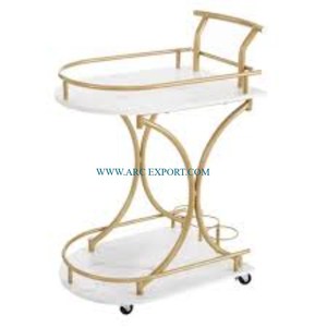 Fait de 2 chariots de service décoratifs en métal et en marbre Trending Designing Handmade Hotels Home Decoration Food Service Carts - Product Image 1