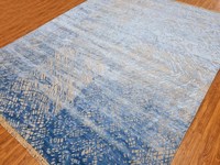 Tapis en soie de laine gris bleu noué à la main Style marocain moderne à poils hauts et bas pour la maison tufté lavable pour le salon chambre à coucher