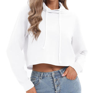 Professional Quality Women's Cropped Hoodie 100% Polyester Cotton Embroidered Hot Selling <b>Winter</b> Crop <b>Top</b> Front Wholesale Price - Product Image 1