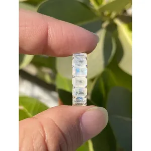 925 <b>Silver</b> <b>Necklace</b> with Emerald Cut Moonstone for Gift Occasions - Product Image 2