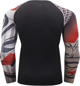2026 Jiu Jitsu BJJ Grappling Compression Wear Breathable Anti-UV Rashguard Heat-Transfer <b>Printed</b> Spandex/Polyester Customizable - Product Image 2