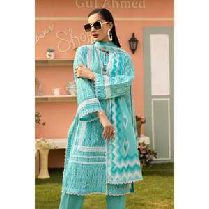 Conjunto de traje de tela estampada sin coser de 3 piezas azul para mujer - Product Image 6