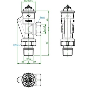 <b>Control</b> Valves OV <b>Thermostatic</b> Valve Series AV 9 M 30x1.5 PN 10 Axial Flow DN 15 - Product Image 4