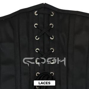 Fitness Wear Gothic Black Cotton Underbust Steel <b>Boned</b> <b>Corset</b> With Front Zip-Up Closure - Product Image 4