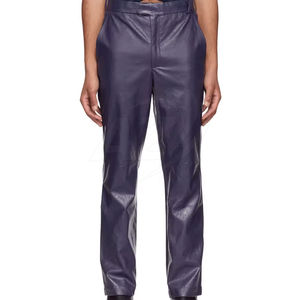 กางเกงหนังผ้าแคนวาสคุณภาพดีที่สุดสำหรับผู้ชาย ผลิตจากโรงงาน ขายดี น้ำหนักเบา สไตล์ลำลอง เอวกลาง ทรงตรง ลายหนังสีเข้ม - Product Image 1