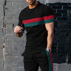 Summer Sets Streetwear Casual Short Sleeve T Shirt <b>Trousers</b> 2 Pc Sets Trend Print T-shirts Pants <b>Suits</b> Casual Tops Sweatpants - Product Image 2