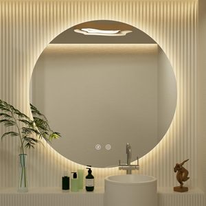 Miroir rond LED pour salle de bain, miroir de salle de bain rond rétroéclairé avec lumière - Product Image 1