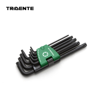 Tridente kunci pas Torx Allen bintang lengan panjang 9 buah buatan Taiwan metrik industri l-key pegangan hitam oksida selesai 240mm S2