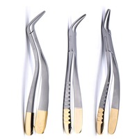 Pinset Ekstraksi Gigi Manual untuk Sisa Akar Gigi, Forceps Gigi Lengkung, Gigi Rahang Atas Bawah, 3-Jaw, Pegangan Ergonomis, Bersertifikasi CE