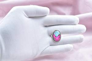 Anillo ajustable hecho a mano Cotton Candy Dahlia en plata de ley para mujer - Product Image 2