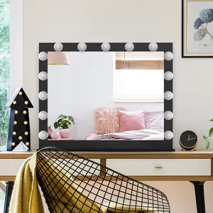 BEAUTME Espejos Led Specchio Black Big Light Up Hollywood Styles Wall Lighted Makeup Mirror Vanity Lights for Bedroom