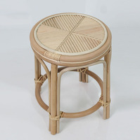 Taburete Redondo de Ratán Moderno de Indonesia - Silla de Descanso con Funda Extraíble para Hogar, Oficina, Dormitorio, Apartamento y Comedor
