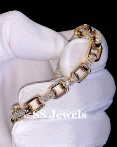 Pulsera de diamantes personalizada Iced Out para hombre, cadena de eslabones de moissanita VVS de corte brillante chapado en rodio de plata 925, regalo de joyería de Hip Hop - Product Image 6