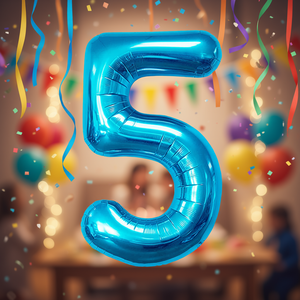 Palloncini Numero Party Love Blu N5 80cm Confezione da 12 Pezzi - Product Image 3