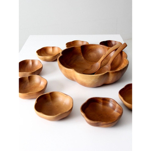 Service de table en bois classique avec bols à fruits secs écologiques de conception européenne, idéal pour la décoration de table et la dernière qualité - Product Image 3