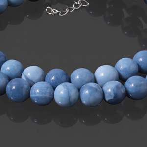Collar con cuentas de sodalita natural, collar de cuentas redondas lisas de sodalita de 8mm, hecha a mano gargantilla de cristal, joyería con cuentas - Product Image 3