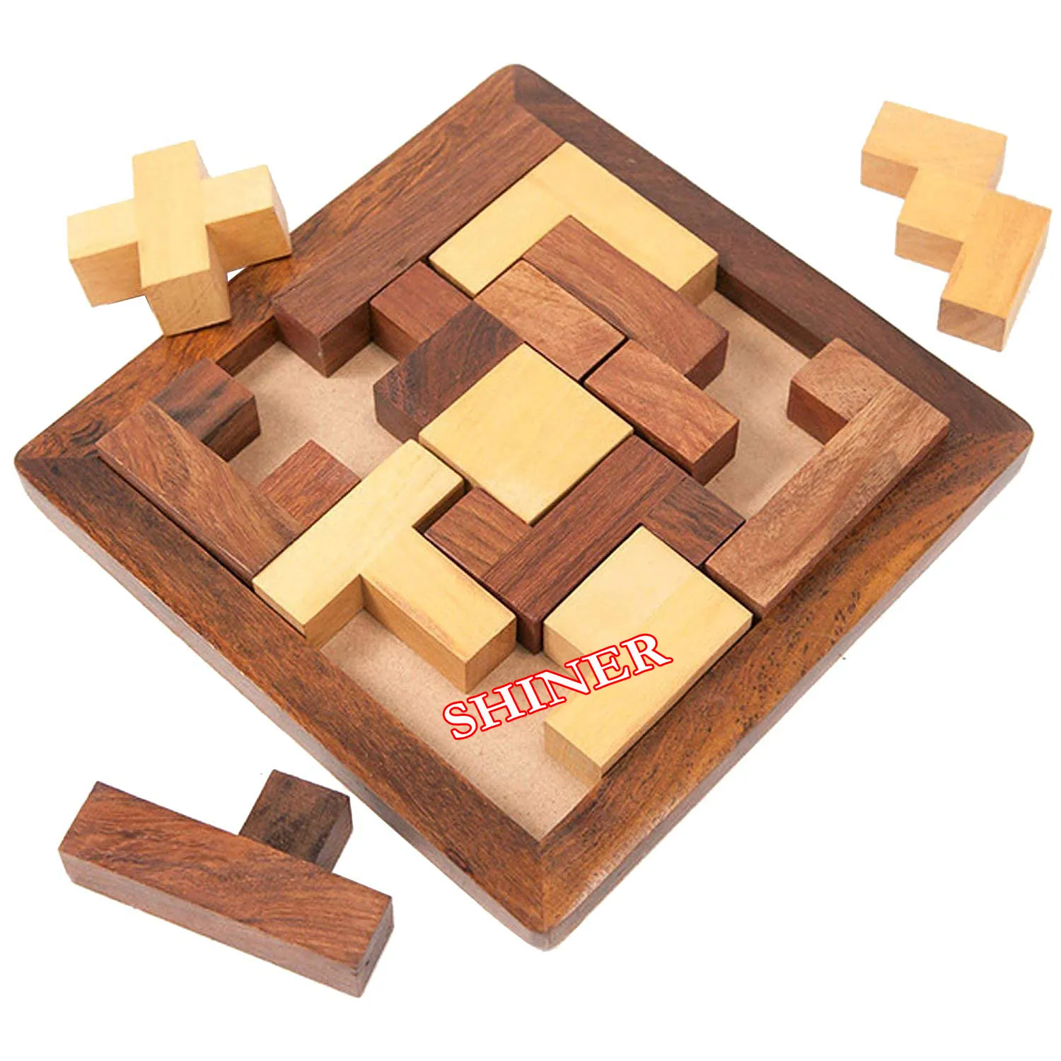 Juego de rompecabezas educativo cuadrado Tangram Juego Ajedrez juguetes de madera/para niños-juegos de viaje tres en uno para familias-regalos únicos