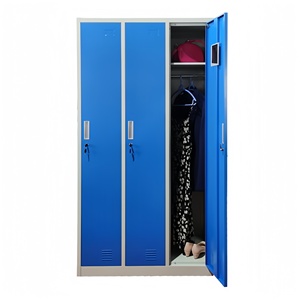 <span class=keywords><strong>Armadietto</strong></span> in Acciaio <span class=keywords><strong>a</strong></span> 3 Ante, Armadio con Serratura per Dormitorio del Personale, <span class=keywords><strong>Armadietto</strong></span> Metallico per Spogliatoio con Asta Appendiabiti - Product Image 5