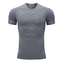 Chemise habillée de compression grise pour hommes, vêtements de jogging, t-shirt à manches courtes, sous-vêtement de couche de base, entraînement de gymnastique, course à pied, athlétique
