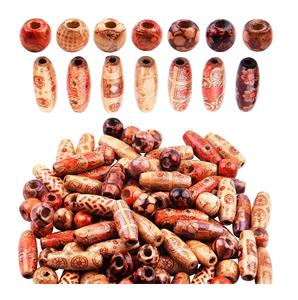 Artisanat rond imprimé motif perles en bois forme ovale bois perles en bois colorées personnalisées en forme et taille livraison rapide depuis l'Inde - Product Image 1