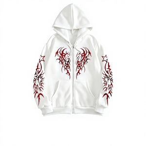 Sweats à capuche zippés d'hiver style streetwear 100 % coton, motif uni, écologiques, respirants, légers avec poids de tissu personnalisable - Product Image 1