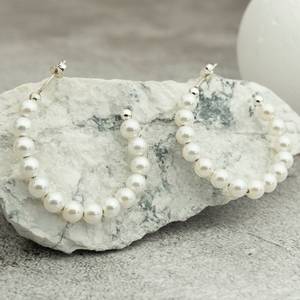 ต่างหูมุกแบบห่วง50มม. 925ห่วงเงินแท้สำหรับเป็นของขวัญแต่งงานต่างหูมุกสำหรับเพื่อนเจ้าสาว - Product Image 1