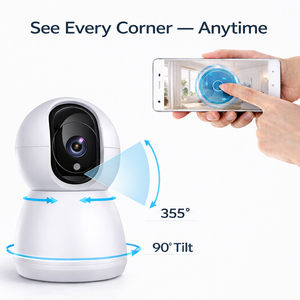 กล้องวงจรปิดอัจฉริยะควบคุมผ่านแอป Tuya WiFi สำหรับภายในอาคาร หมุนได้ 5MP มองเห็นในเวลากลางคืน เสียงสองทาง ตรวจจับความเคลื่อนไหว NightShot Plus มุมกว้าง 90 องศา - Product Image 5