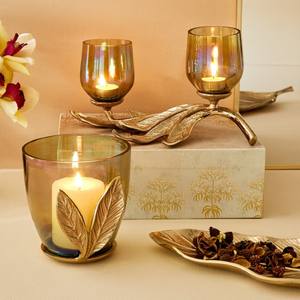 Bandeja de servicio en forma de hoja dorada, plato de Metal decorativo, centro de mesa, acento de mesa para decoración del hogar y ocasiones especiales - Product Image 1