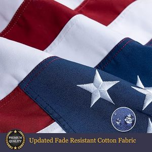 American Flag Polyester 3x5 Ft Sleeved Embroidered <b>Star</b> Fringe Heavy Duty Waterproof <b>Hanging</b> Aluminum Flagpole Sewn Stripes - Product Image 4