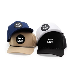 OEM Customized Waterproof Golf <b>Hat</b> 5-Panel Laser Cut Holes With Rubber Patch Logo Custom Twisted Rope <b>Caps</b> Vietnam Sportswear VN - Product Image 4