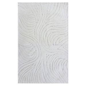 Alfombra de baño y ducha Tena de 70x120cm, color crudo, tejida con hilo teñido, jacquard abstracto, producción personalizada - Hecho en Turquía - Product Image 2