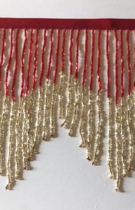 Franges de perles en verre rouge et or de 6 pouces, motif chevron, pour lampe, costume, garniture, à choisir - Product Image 3